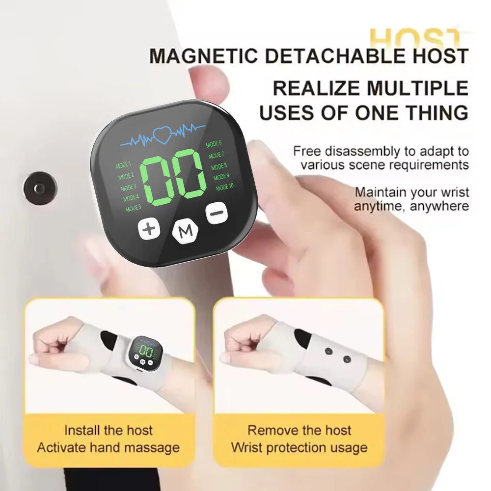 EMS Electric Cordless Hand Wrist Massager 10 Mode Vibration Massage Relieve Hand Muscle Fatigue USB Rechargeable Wrist Brace Wra